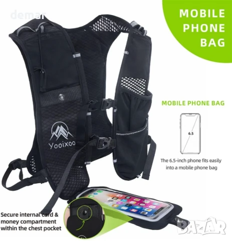 Yooixoo Жилетка за бягане със светлини и джоб за телефон, лека, дишаща, за мъже и жени, снимка 2 - Други спортове - 50926708