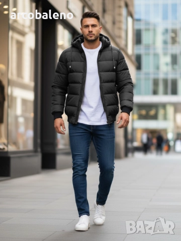 Мъжко зимно ватирано яке с качулка, 4цвята , снимка 7 - Якета - 52477688