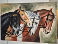 Ретро картина „Конете на фараона“ – рисувана върху платно (60х40 см) ​, снимка 1