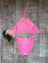Кокетен цикламено неоново розов бански костюм с 3D 3Д цветя размер М , снимка 5