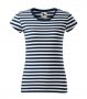 Нова дамска моряшка тениска, тъмносиньо/бяло райе, снимка 1
