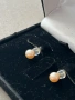 Златни обеци  с естествени розови перли ААА, снимка 7