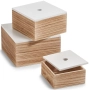 Комплект от 3 кутии за съхранение Zeller с капак, дърво, кафяво/бяло, снимка 1