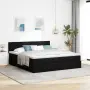 vidaXL Османска легло с матрак и LED, черно, 180x200 см, плат, снимка 4
