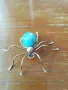 Индианска винтидж брошка с насекомо паяк с игла от стерлингов тюркоаз от Navajo , снимка 5