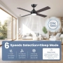 CJOY Безшумен таванен вентилатор с осветление 122 см и дистанционно управление, дървени 4 перки, снимка 3