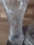 Комплект от кристална купа и ваза ръчно гравирани еднакъв дизайн., снимка 7