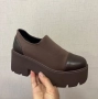 Обувки на платформа - кафяв неопрен и кожа - NPR22 , снимка 1