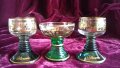 Прекрасни кристални чаши със злато и зелено, снимка 3