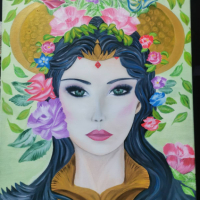 картина жена - рисувана с маслени бои , снимка 1 - Картини - 44805186