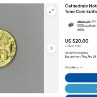 Notre Dame de Paris Cathedral монета, снимка 2 - Нумизматика и бонистика - 44461088