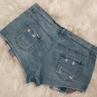 УНИКАЛНИ дамски къси дънкови панталонки с накъсвания ХЛ размер , снимка 4 - Къси панталони и бермуди - 41328309