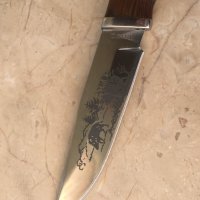 Руски ловен нож с гравирани Глигани стомана 65х13, снимка 4 - Ножове - 33798085
