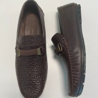  Мъжки мокасини от естествена кожа - Тъмнокафяви - 43, снимка 1 - Ежедневни обувки - 41548865