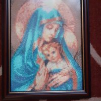 Диамантен гоблен Богородица с младенеца, снимка 2 - Гоблени - 44293152