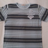 Мъжка блуза фланелка на райета с надпис размер L, снимка 2 - Тениски - 33848358