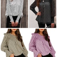 Дамска блуза на точки в ренесансов стил с дълги ръкави, 4цвята , снимка 1 - Блузи с дълъг ръкав и пуловери - 42417308