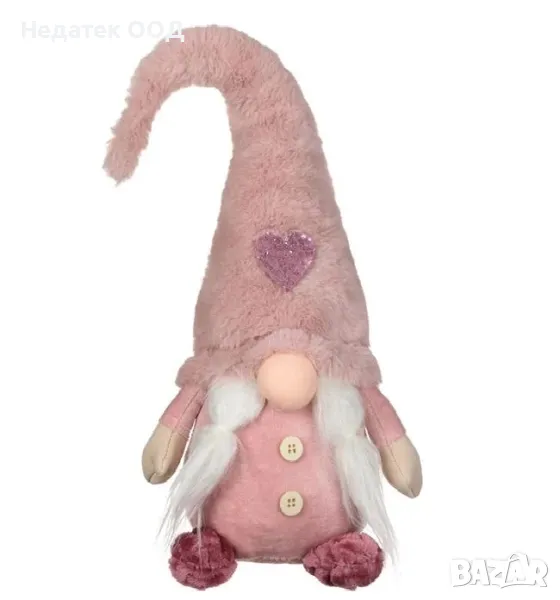 "Коледна декоративна фигура Гном, Розов, 45 см ", снимка 1