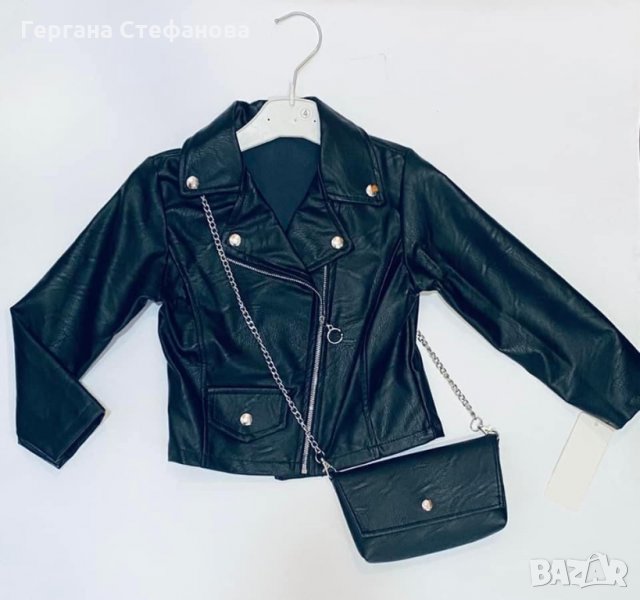 Кожено яке с кожена чантичка  Размери -4г.6г.8г.12г.14г. Цена -45 лв, снимка 1