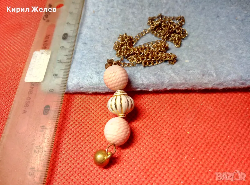 КРАСИВО ФИНО ПОЗЛАТЕНО АР НУВО СТИЛ КОЛИЕ БЛАГОРОДНА СТОМАНА с МЕДАЛЬОН 47373, снимка 1