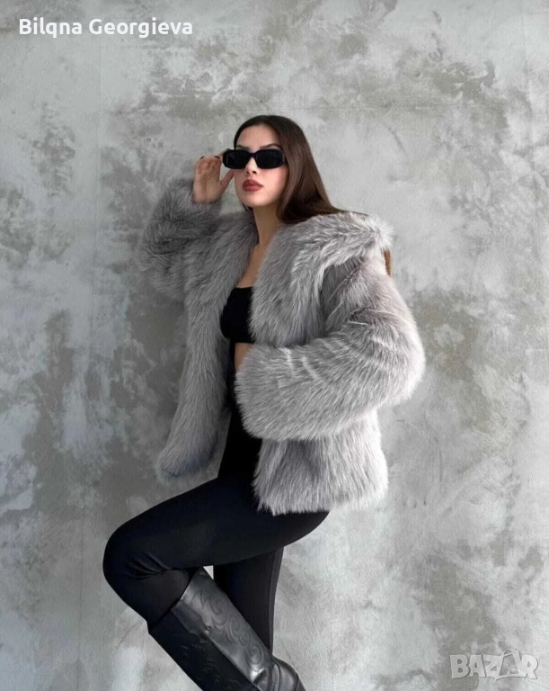 Дамско пухено палто от естествен косъм , снимка 1