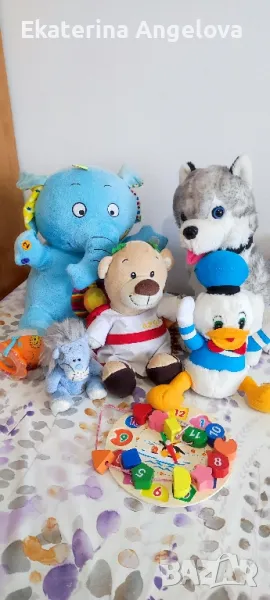 ЛОТ играчки за бебе, плюшени, дървен пъзел часовник, снимка 1