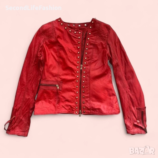 Imperial кожено мото яке дамско червено, снимка 1
