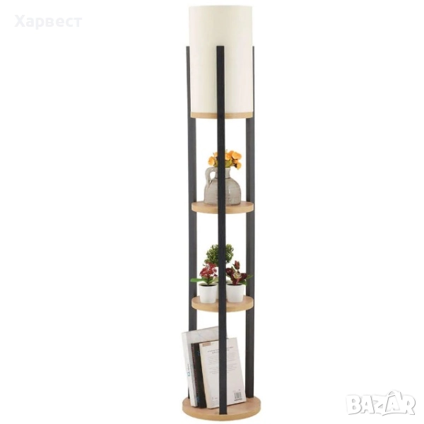 Подова лампа с рафтове, кръгла, Nora 390FLH2281, 25×134 см, E27, 60 W – нов, снимка 1