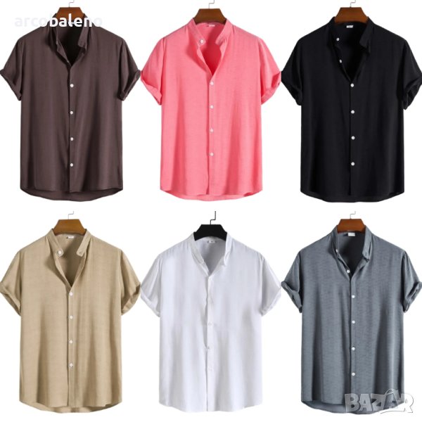 Мъжка модна модерна ежедневна риза с къс ръкав и яка, 7цвята - 023, снимка 1