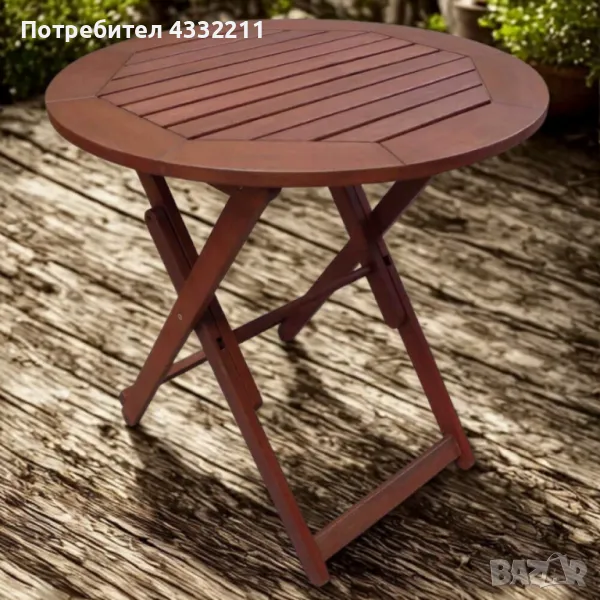 Маса сгъваема Muhler Meranti - Ø70xH74cm, дърво, снимка 1