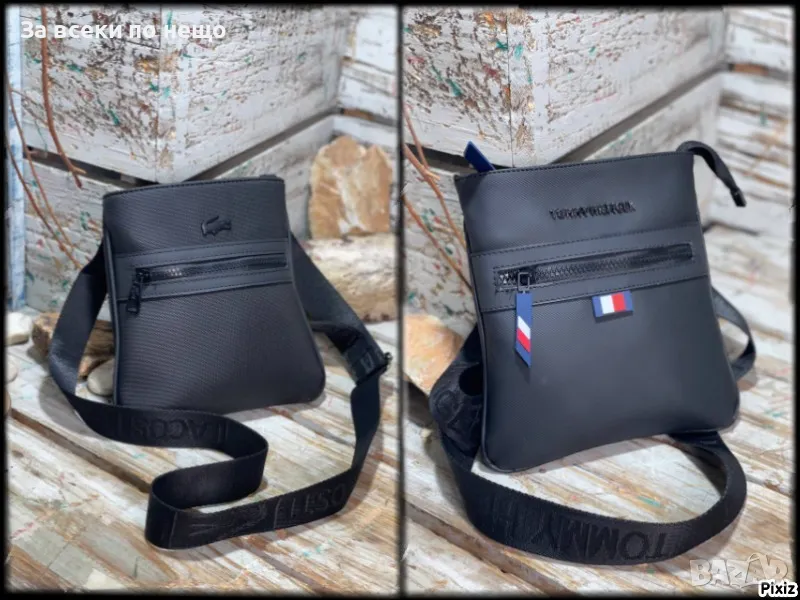 Мъжка черна чанта Tommy Hilfiger🔝Lacoste Код D963, снимка 1