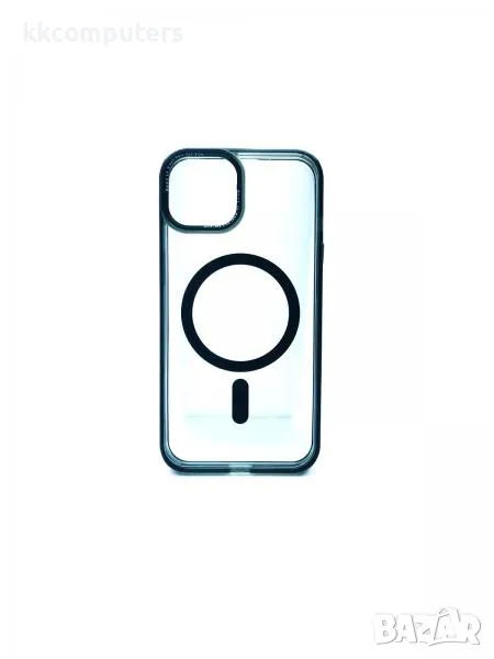 Калъф силикон прозрачен MagSafe / Черна рамка / за iPhone 15 Plus 6.7 Баркод : 3128570, снимка 1