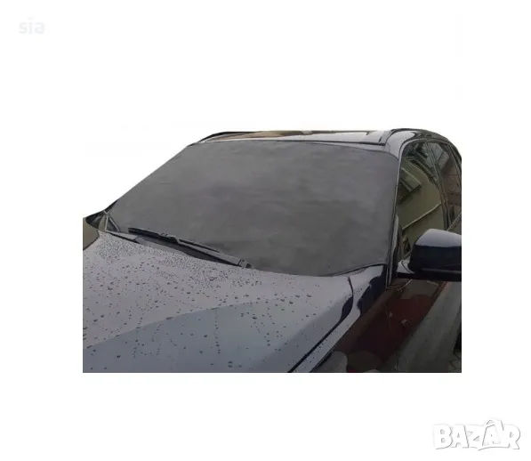 Зимно Покривало за предно стъкло, Термо сенник, 175 х 90 см, черно, снимка 1