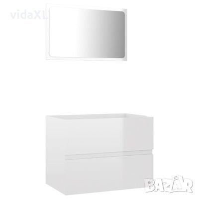 vidaXL Комплект мебели за баня от 2 части, бял гланц, ПДЧ(SKU:804878, снимка 1