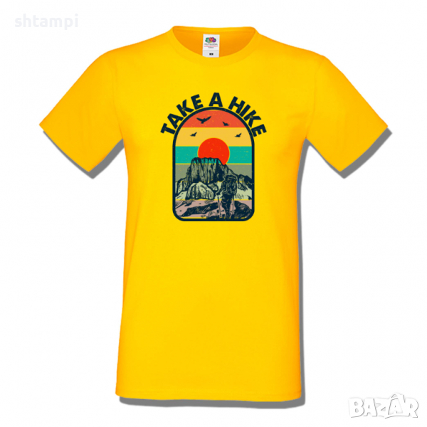 Мъжка тениска,Take A Hike,Къмпинг,Планина,Изненада,Подарък,Поход,Връх,Хижа,, снимка 1