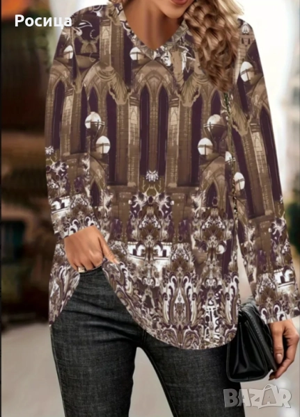 Дамска блуза с дълъг ръкав размер 4ХЛ дължина 75 см има разтегливост нова., снимка 1