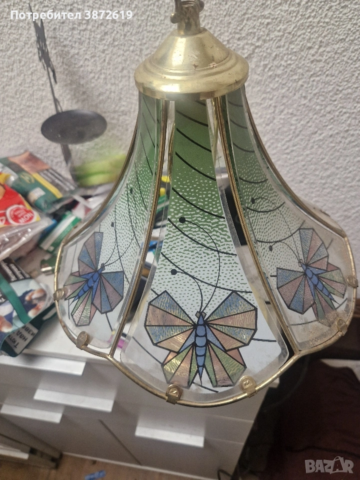 Винтидж витражна лампа тип Tiffany, снимка 1
