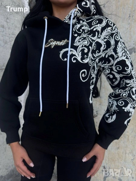 - 50 % Мека и топла блуза, суитчър, худи. Високо качество с качулка, цвят черен, снимка 1