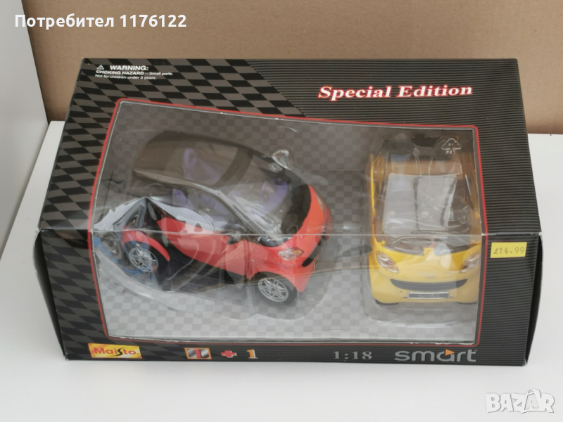 1/18 Сет Maisto Smart Fortwo Coupe Маисто Смарт Купе Нов В Кутия, снимка 1