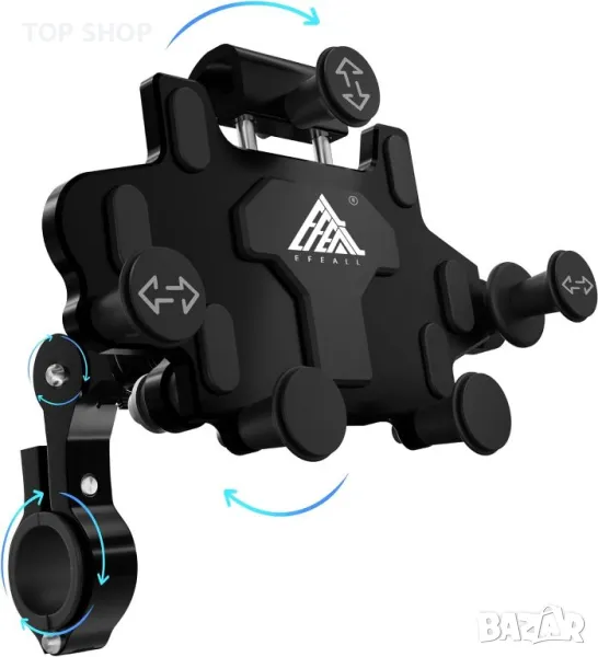 EFEALL Стойка за телефон 4,0-7,0 инча за мотор/велосипед, черна, снимка 1