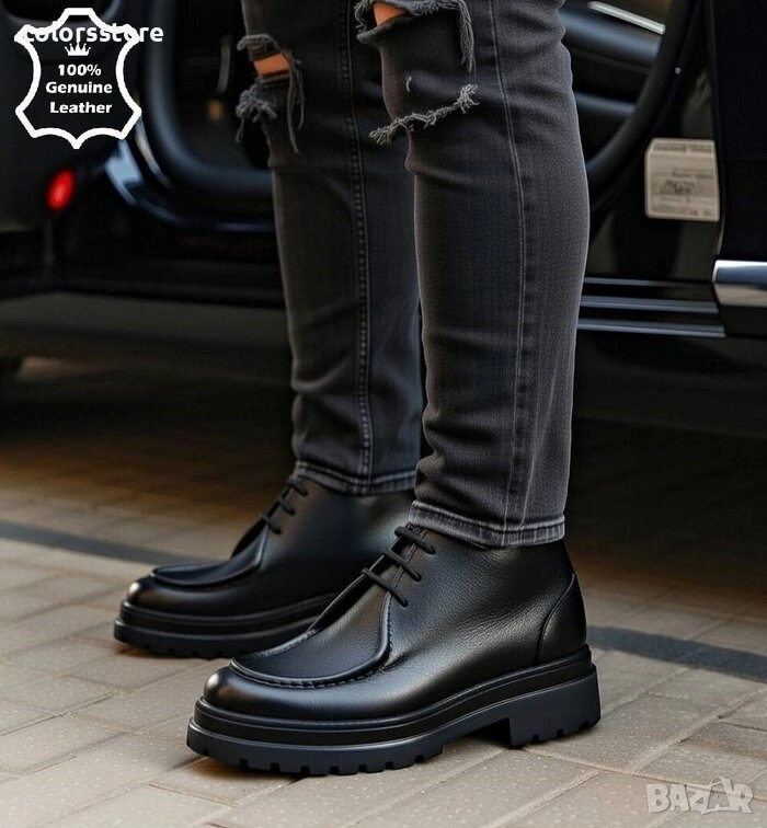 Мъжки боти - черна ЕСТЕСТВЕНА кожа - 3159 , снимка 1