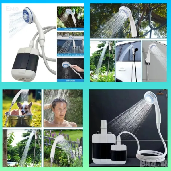 Нов модел - Преносим душ за къмпинг, компактен, USB зареждане, батерия 3000 mAh, снимка 1