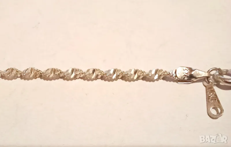 Сребърен синджир с плетка ''Сингапур", снимка 1