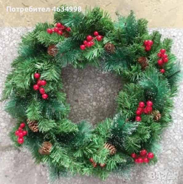 Голям коледен венец за декорация, 45 см. , снимка 1