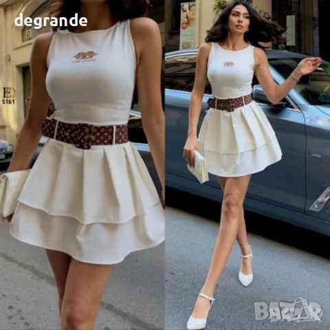 Дамска Бяла Рокля Louis Vuitton, снимка 2 - Рокли - 53818855