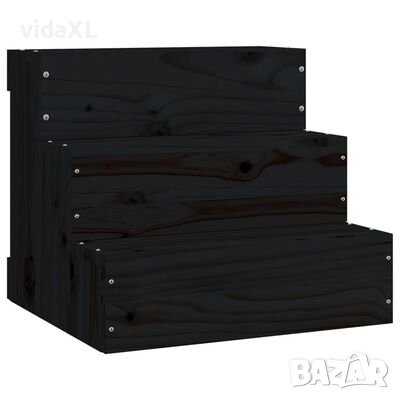 vidaXL Стълба за домашни любимци черна 40x37,5x35 см бор масив*SKU:822465, снимка 1