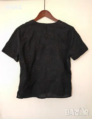 Нова дамска черна памучна блуза риза с бродерия  L размер, снимка 3 - Ризи - 49756195