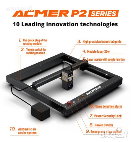 ACMER P2 10W 1800лв 20W 2600лв 33W 3600лв CNC лазер лазерно гравиране рязане метал, снимка 2 - Други машини и части - 40306414