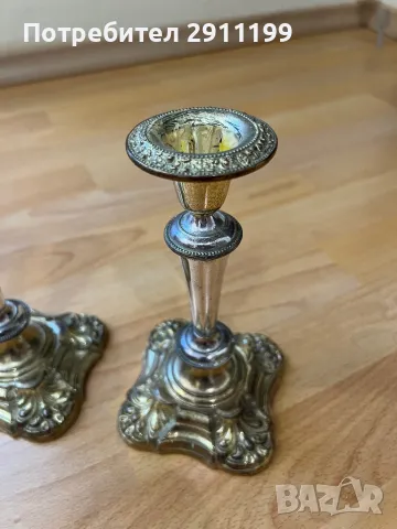Метален свещник, комплект от 2 бр., снимка 3 - Антикварни и старинни предмети - 49973796
