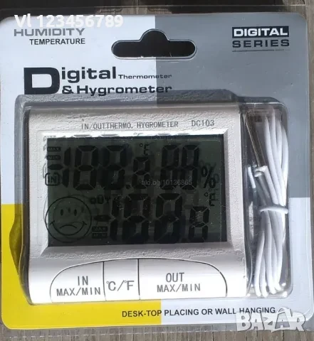 Термометър+влагомер - външна и вътрешна температура dc 103, снимка 3 - Други стоки за дома - 50812925